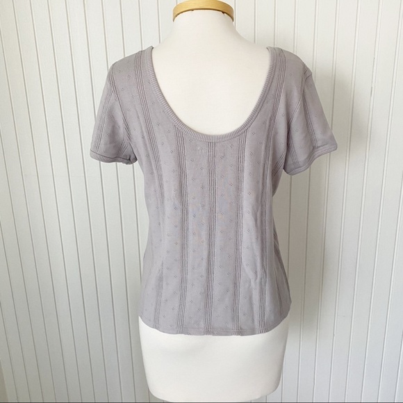 NWT Madewell Gray (Grey) Eyelet Short Sleeve Top Size Medium - Picture 5 of 12